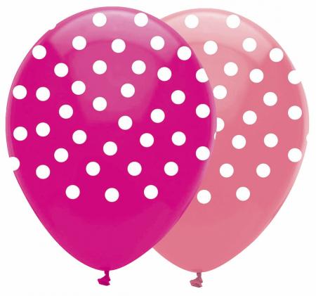 6 Latex Ballon 30 cm -   Polka Dot Pink Mix