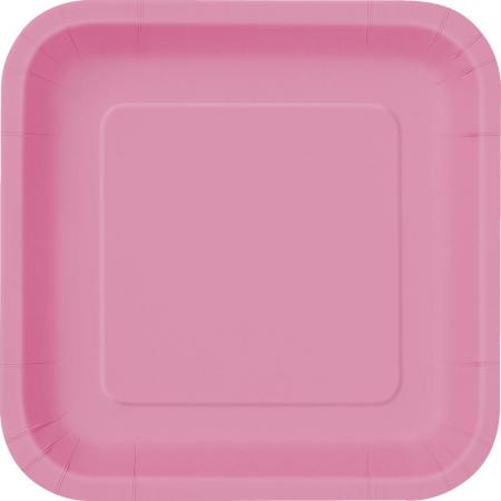 14  KartonQuadratische Teller 23 cm rosa