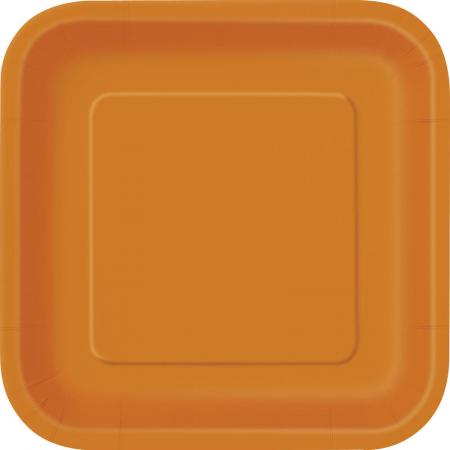 14  KartonQuadratische Teller 23 cm orange