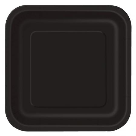 16  KartonQuadratische Teller 18 cm Schwarz