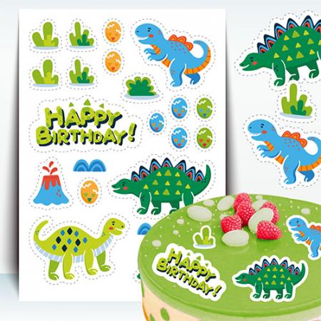 Dino Zucker Stickers, ein A4-Blatt in Zucker, zum Schneiden