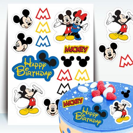 Mickey Zucker Stickers, ein A4-Blatt in Zucker, zum Schneiden
