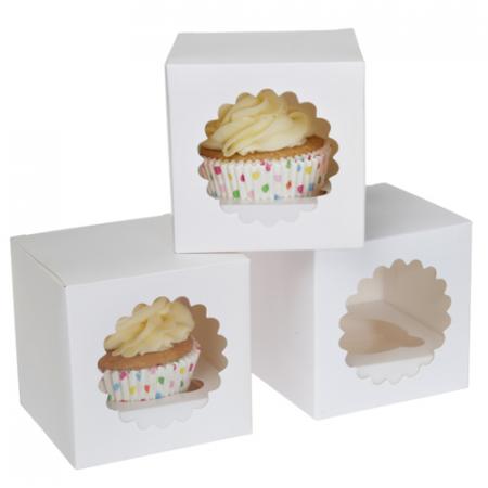 House of Marie  Cupcake Box 1 -white 9 x 9 x 9 cm- + Einsatz 3 x