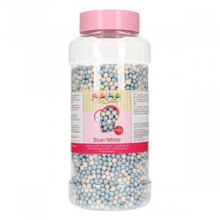 FunCakes Weiche Perlen -Blau/Weiß 500 g