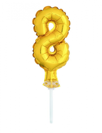 Cake Topper mini Ballon aufblasend Gold, 13 cm, 8