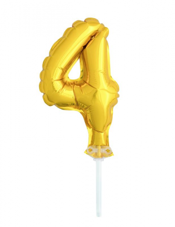 Cake Topper mini Ballon aufblasend Gold, 13 cm, 4