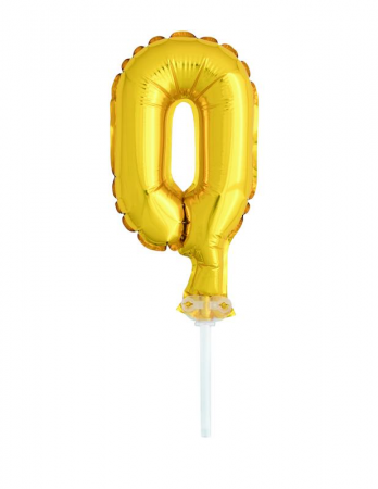 Cake Topper mini Ballon aufblasend Gold, 13 cm, 0