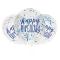6 Ballone  Confetti 30 cm blau Happy Birthday mit Confetti