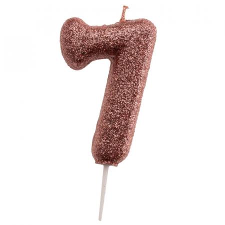 Candle Glitter Gold Pink No 7