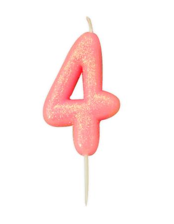 Pink 7cm  candle No 4, Glitter Pink
