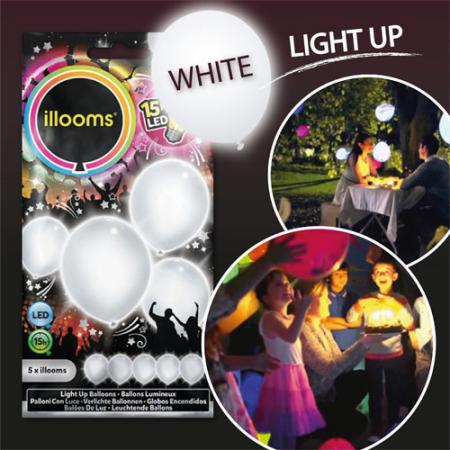 5 Ballons LED White 15 heures LED lumière