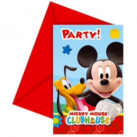 6 invitation cards with envelope, Mickey Mouse