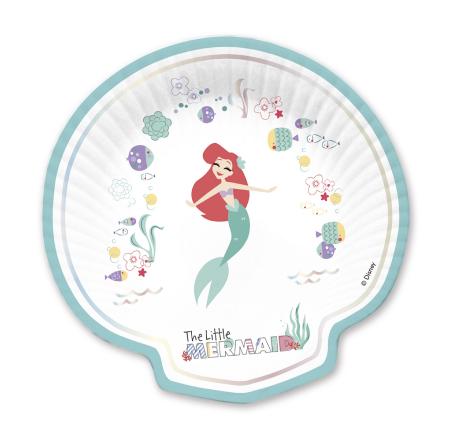 4 Plates 26 cm Premium Metalic, shell shaped, Ariel the little mermaid