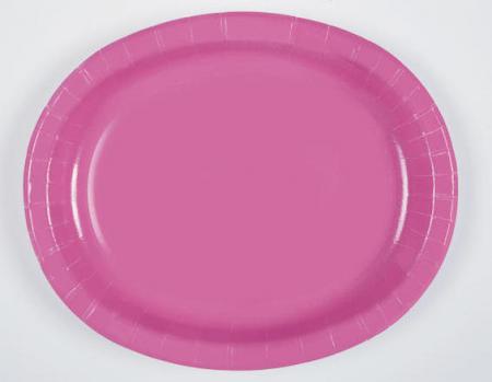 8 carton Plates/dishes  30 x 25 cm oval hot pink