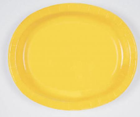 8 carton Plates/dishes  30 x 25 cm oval yellow