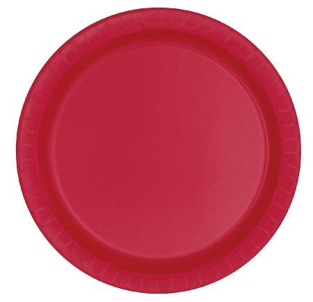 16 Plates 23 cm ruby red , carton