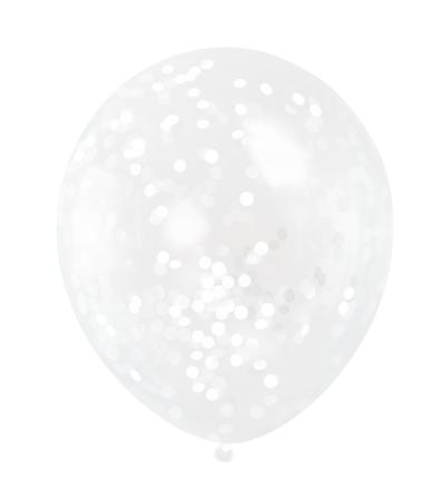 6 balloons Confetti  30 cm white Confetti
