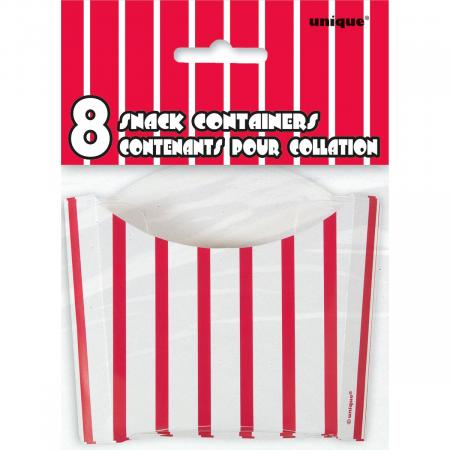 snack container  red and white   8pces