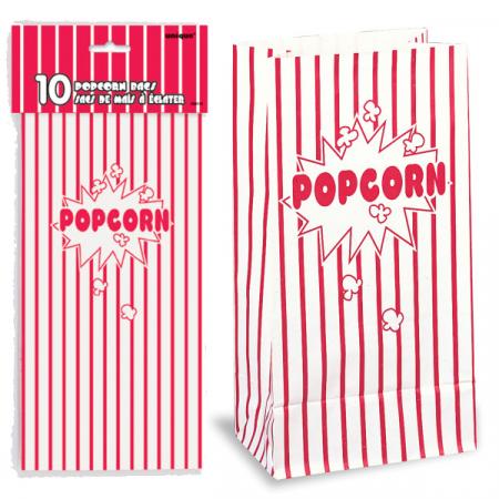 Popcorn Bags red and white   10pces