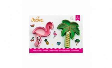 Flamingo and palm cookie cutters