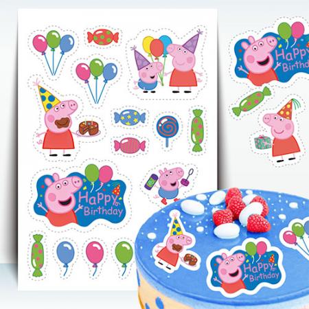 Sugar Stickers PEPPA PIG, one A4 sucker sheet to cut
