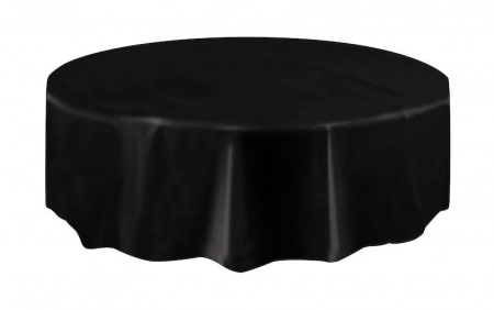 Solide Black  Unique Plastic Table Cover Round 213cm Diameter (84)