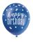 6 latex Balloon - 30 cm Happy Birthday Blue Mix