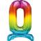 Foil Balloon, 76 cm, number 0 / RAINBOW, standing
