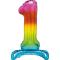 Foil Balloon, 76 cm, number 1 / RAINBOW, standing