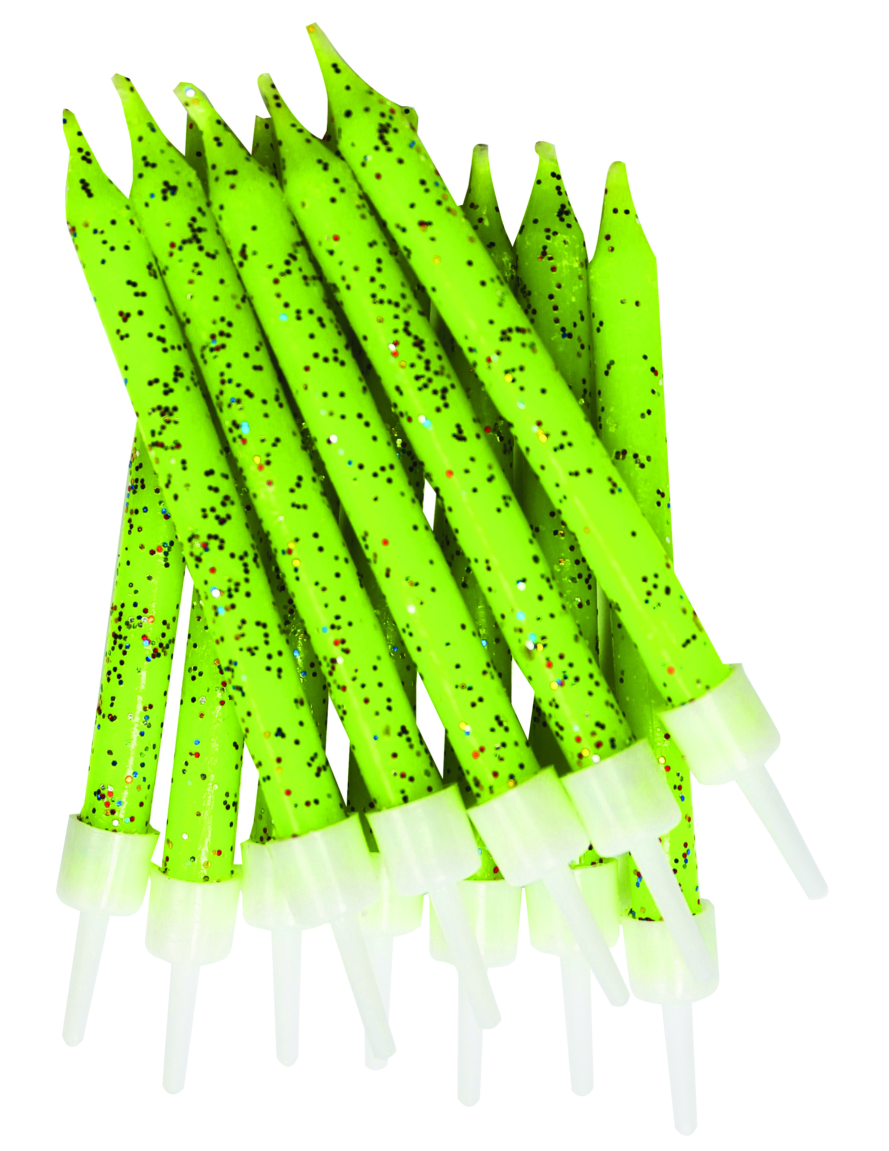 12 Kerzen Glitter lime grün zitron , 7,5 cm  mit Unterstützung