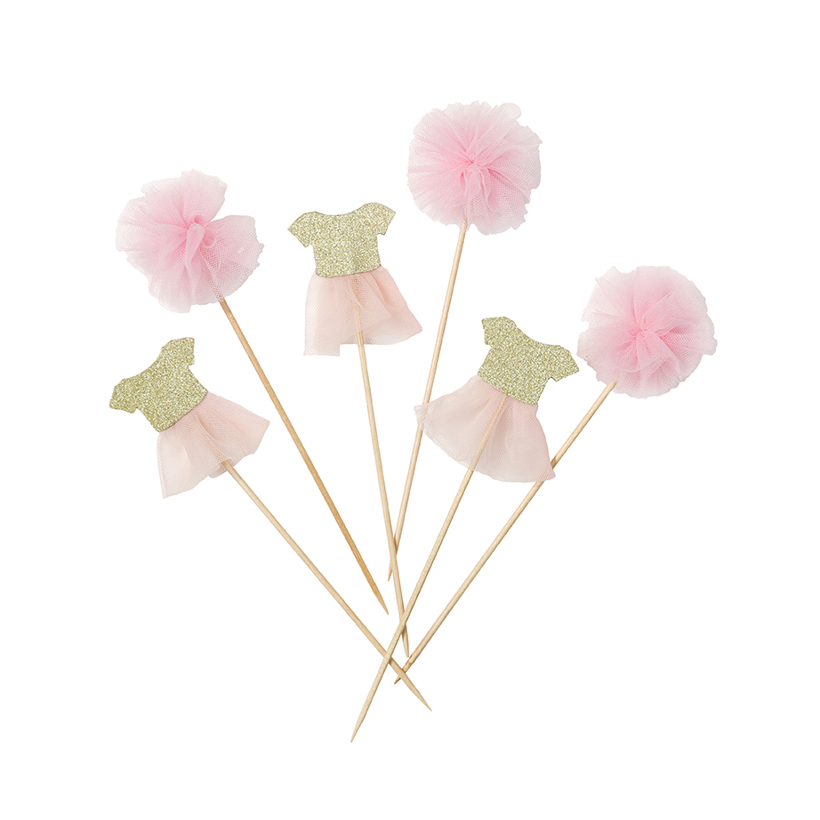 12 We heart Pink Cake Toppers