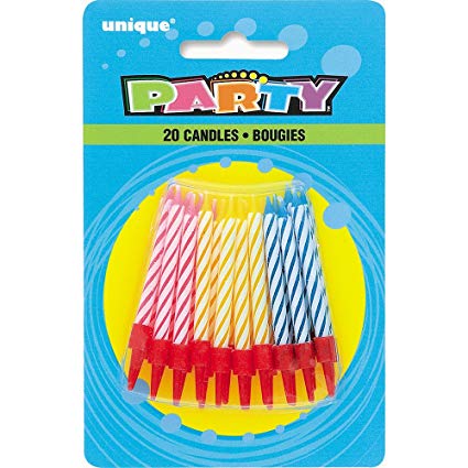 20 small Assorted Birthday Candles in Holders, 5,5 cm