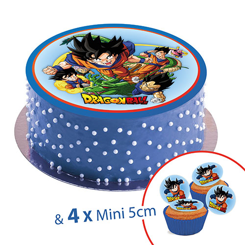 Sugar discs, 20 cm, DRAGON BALL+ 4 mini disc 5cm for cupcake or deco