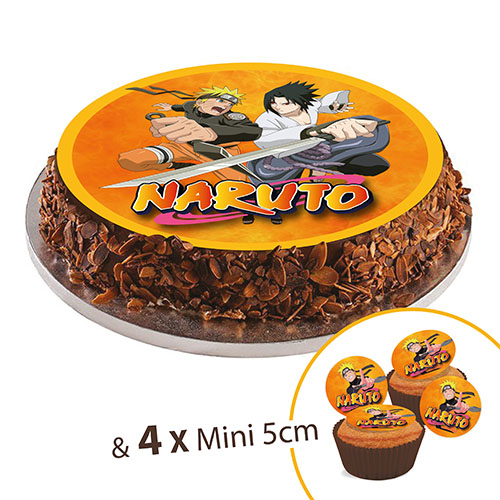 Zucker  Scheibe, 20 cm, NARUTO, + 4 mini Scheibe 5 cm für Dekor or Cupcake