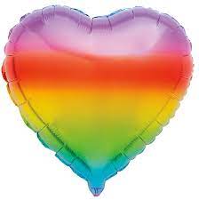 Foil Ballons, Rainbow , Herz, 45 cm