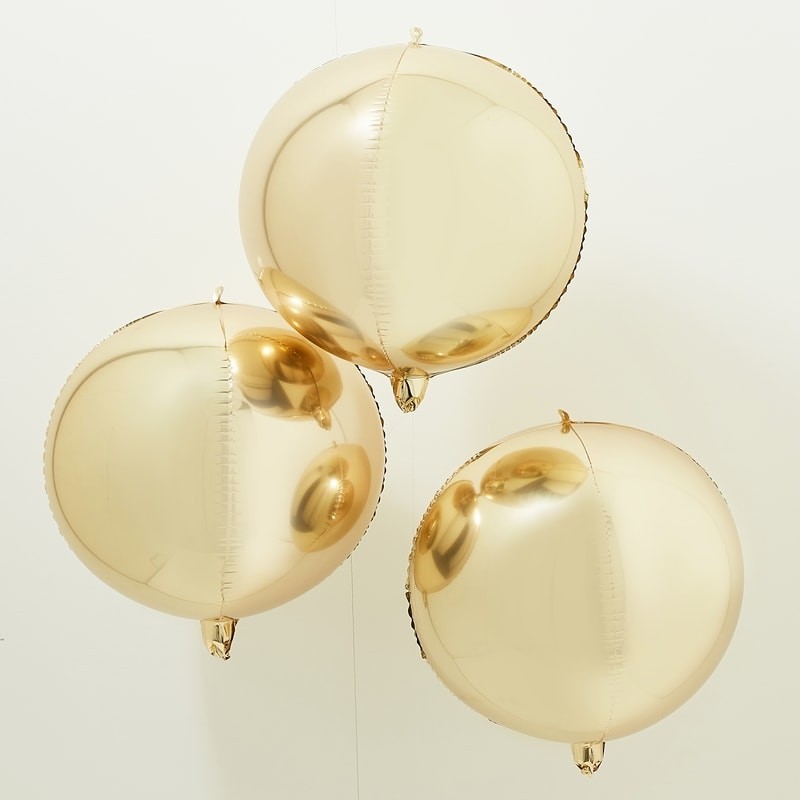 3 Foil Ballons, Gold, 56 cm