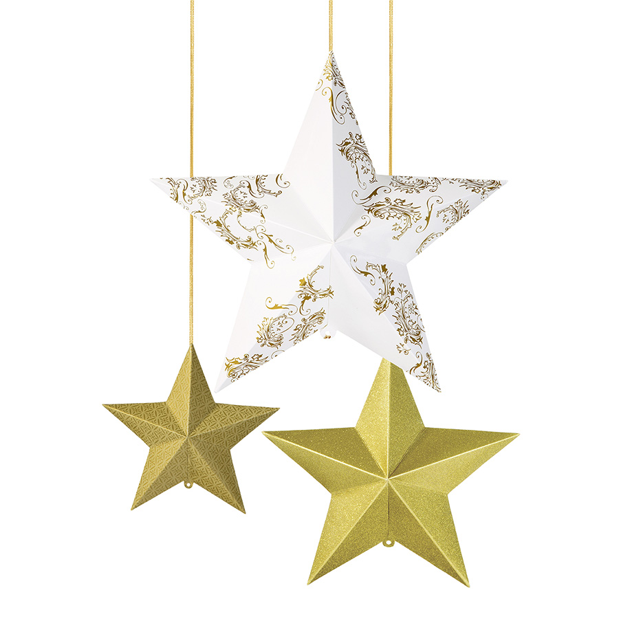 Party Porcelain Gold Hanging Star Decorations