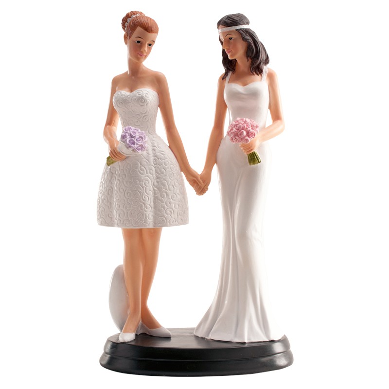 Figurine décoration de gâteau de mariage, couple Lesbiennes 20 cm en résine