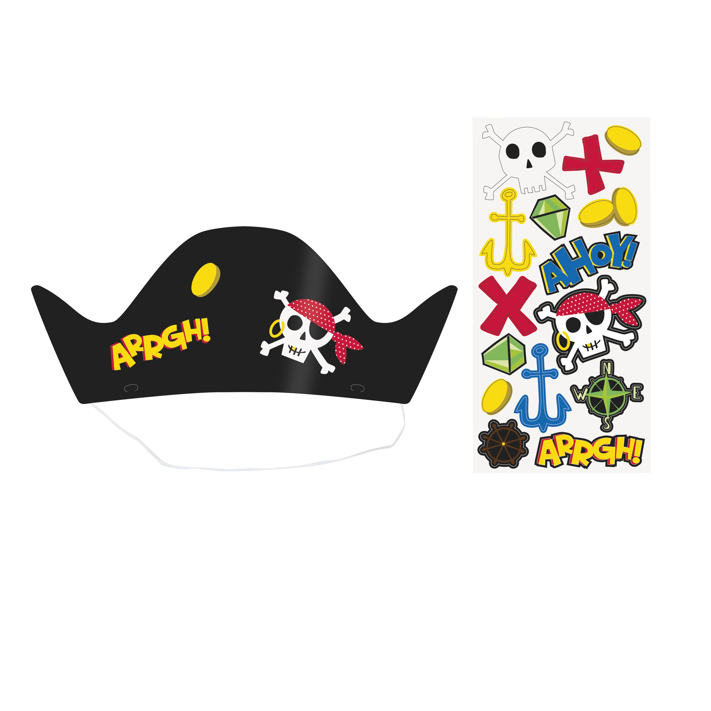 8 Pirates Hats with stickers