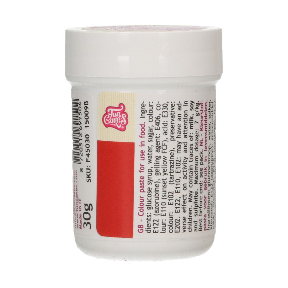 FUNCAKES FUNCOLOURS PASTE FOOD COLOUR - CHRISTMAS RED 30G