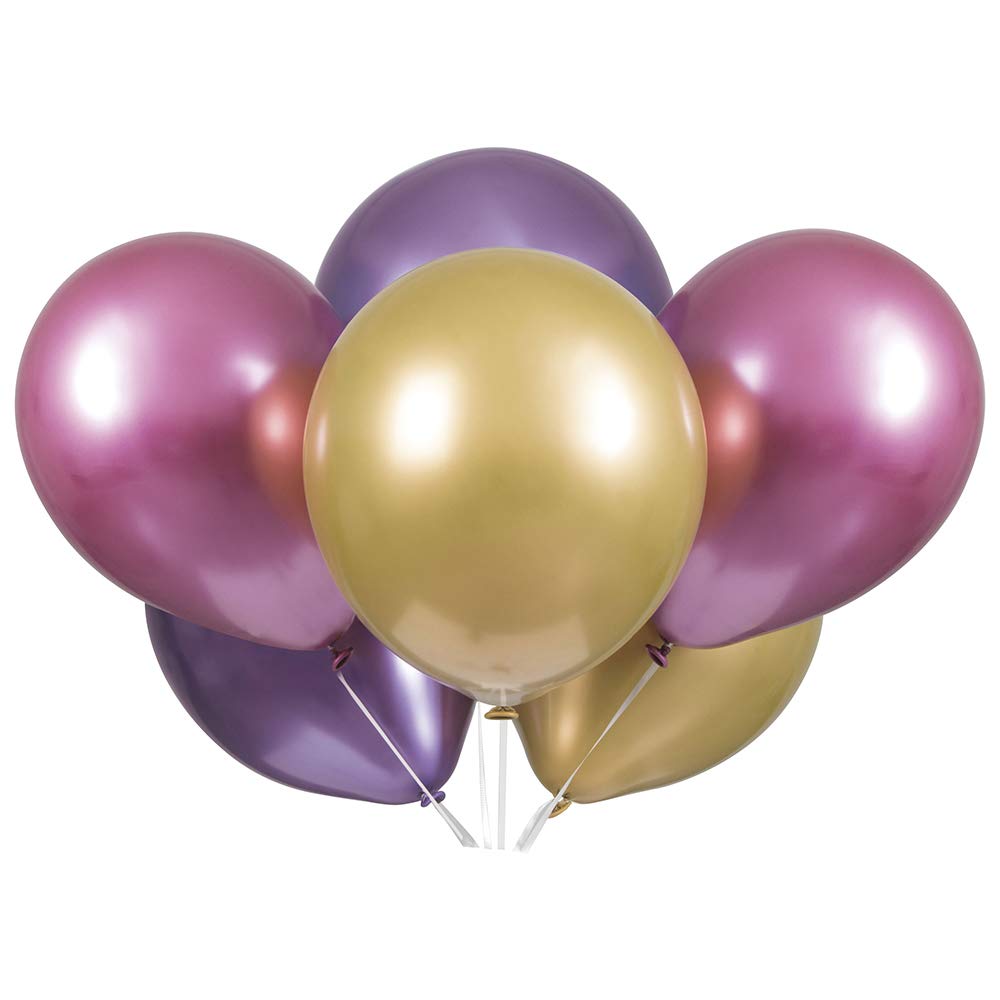 6 Ballons Platinium, 28 cm Rosa, lila, gold