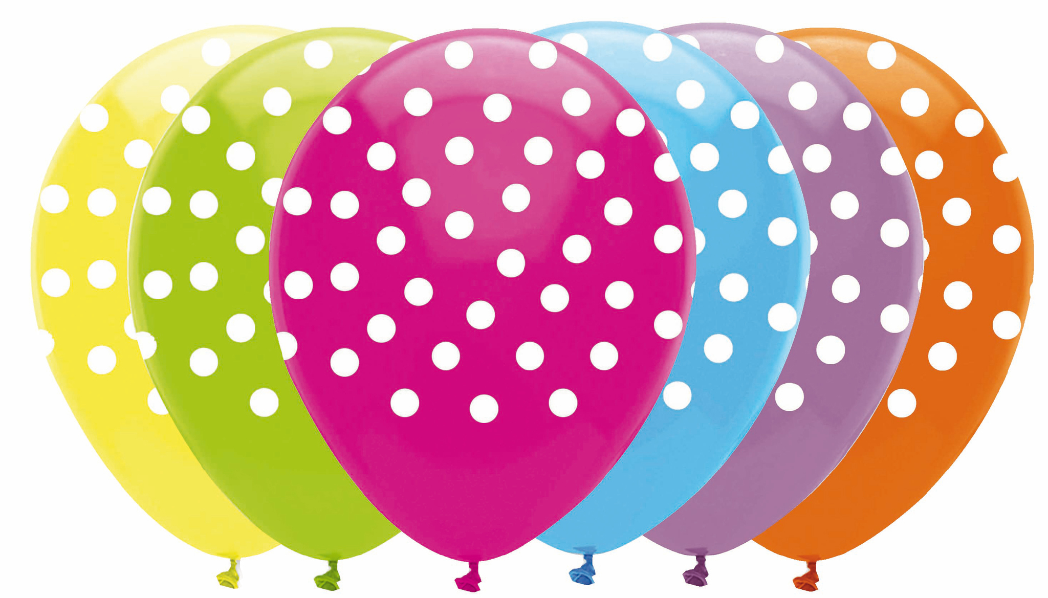 6 ballons en latex 30 cm,  Polka Dot Bright Mix