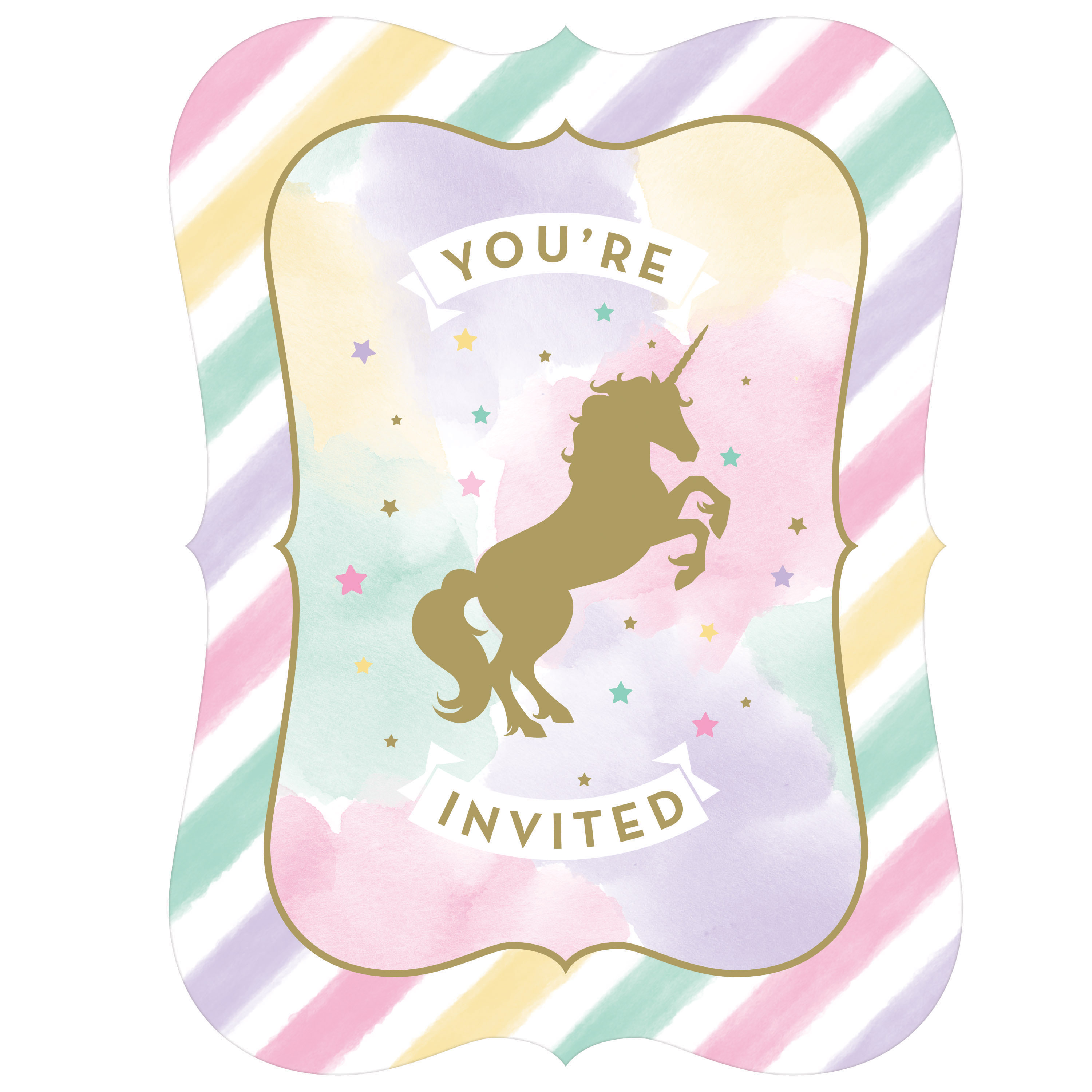 8 invitations Party Licorne10 x 12 cm