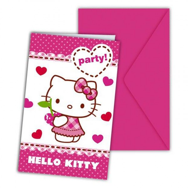6 invitation cards with envelope, Hello Kitty