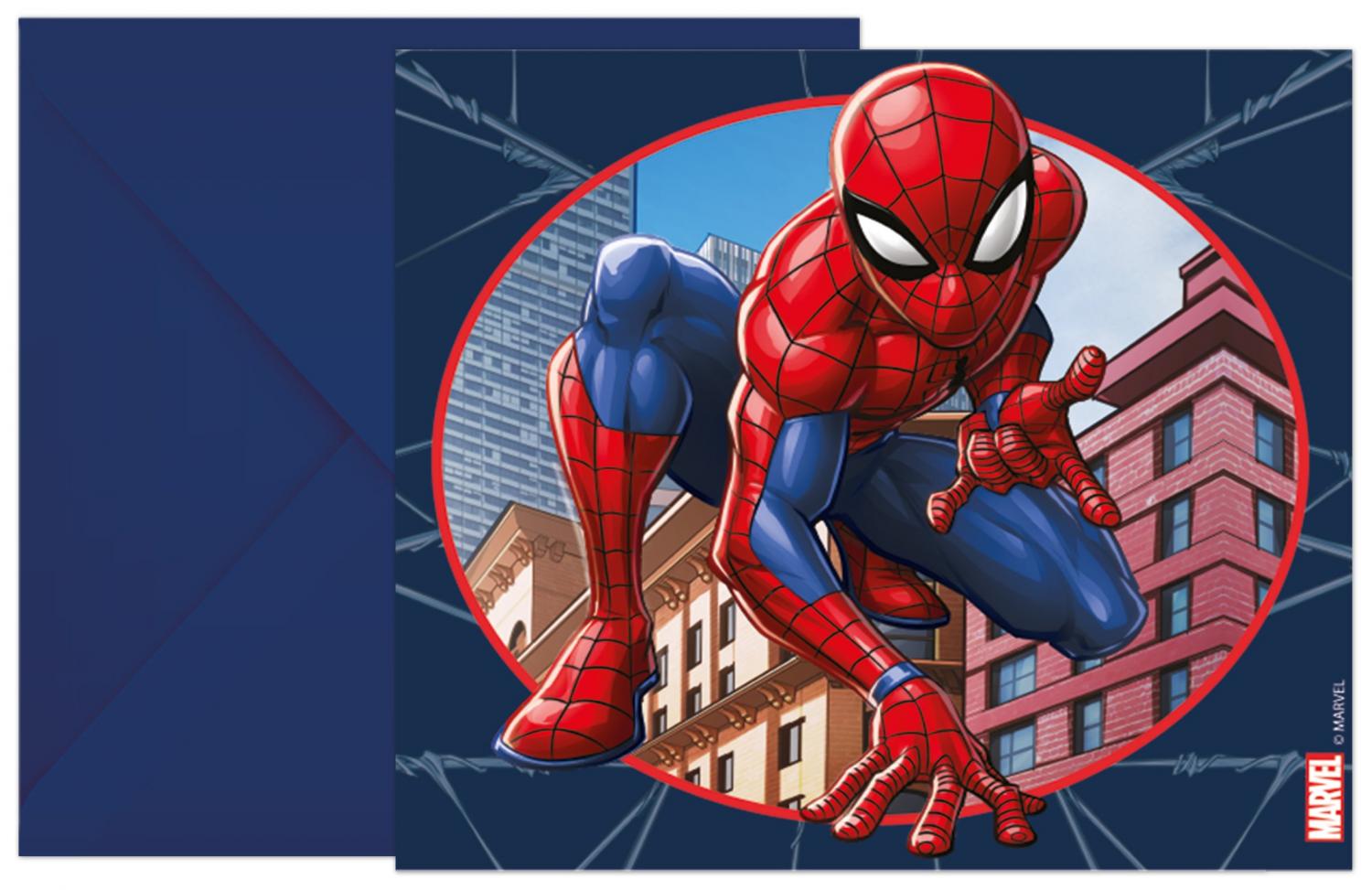 6 Einladungs-Set Spiderman