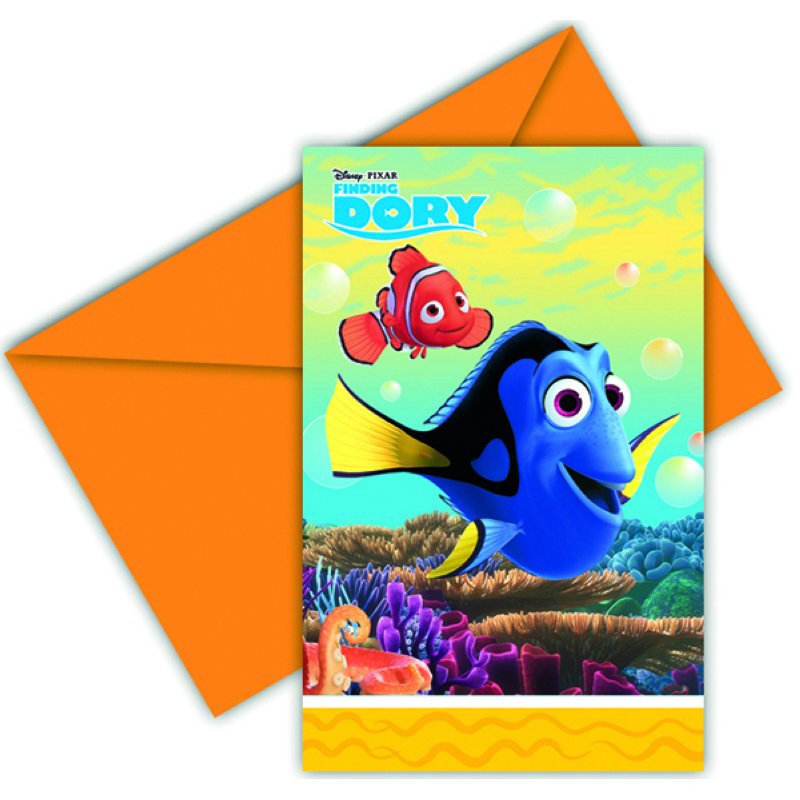 6 invitation cards with envelope, Dory