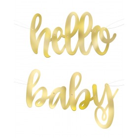 Garland Banner Hello Baby in Gold, 106 cm