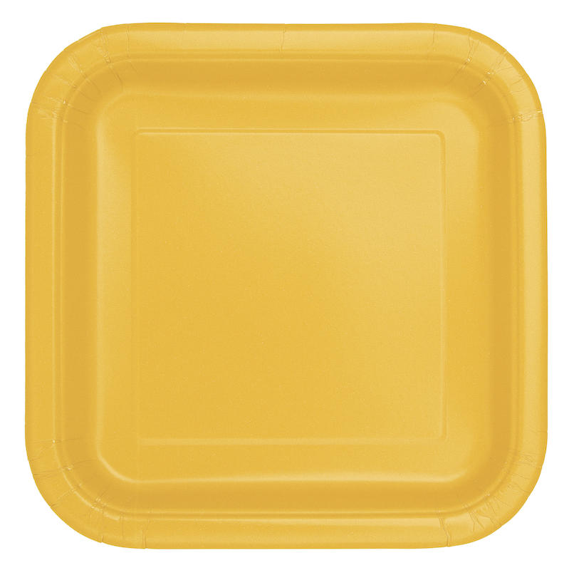 14 square Plates 23 cm jaune, carton