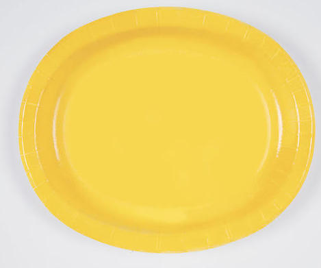 8 Assiettes/plats 30 x 25 cm  Oval jaune en carton