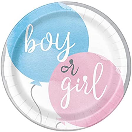 8 Assiettes 23 cm Baby Shower Girl or Boy, en carton